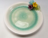 Floral glass ring holder, ceramic wedding ring dish, pottery soap dish, trinket plate  - Flower bouquet