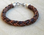 Artisan Sterling Silver Braided Chocolate Leather Bracelet Unisex