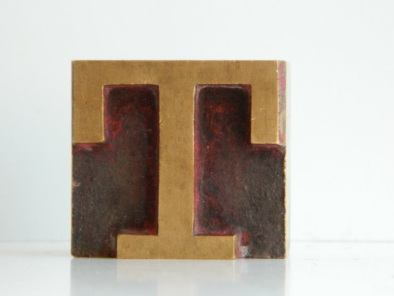 Brass Letterpress Type Initial Letter T
