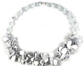 OOAK Grey Leather Petal Necklace