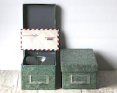 Heavy Cardboard Green Agate Card Tray File Boxes Globe World Systems 93 Set Of Two