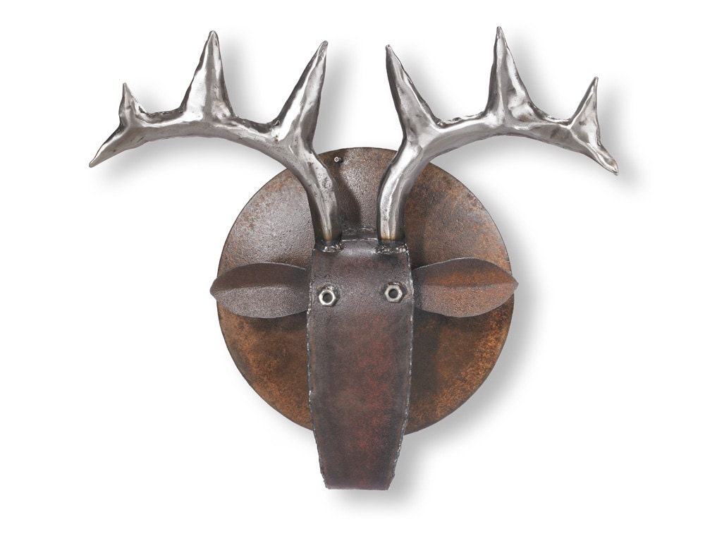 Wall Sculpture Reclaimed Metal Deer Head