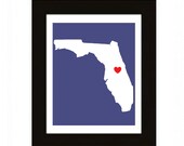 home is where the heart is - ORLANDO FLORIDA - custom city state map print