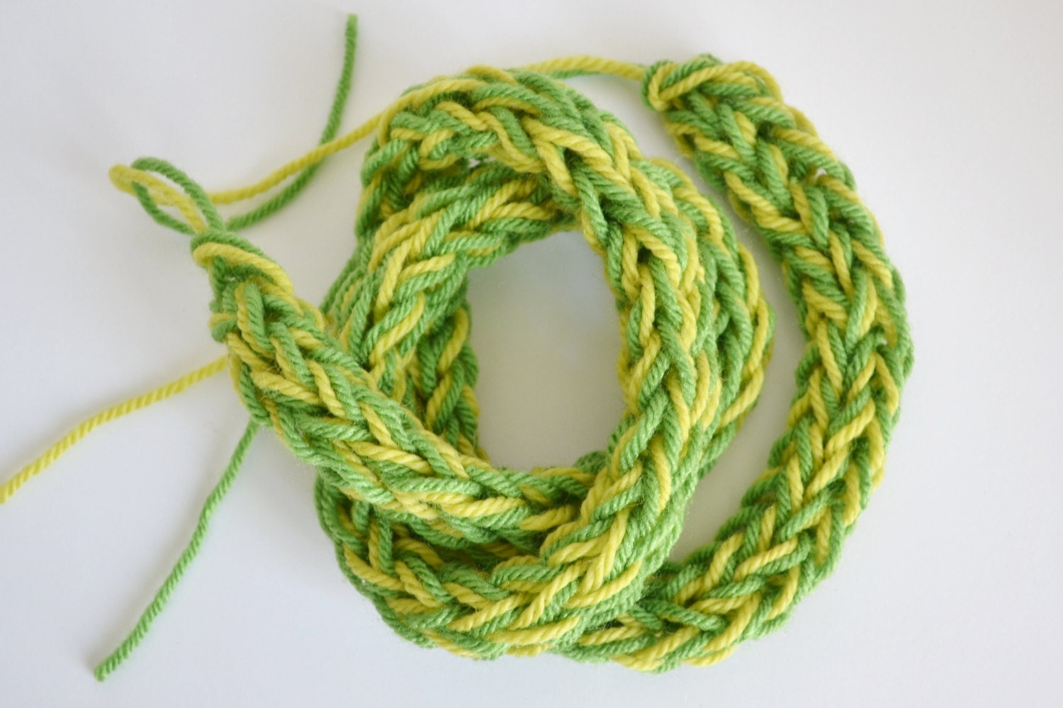knitted garland-apple and lime green-by burlap and blue-free shipping