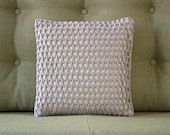 Luxury Throw Pillow in Warm Grey Organic Cotton and Velvet with Duck Feather Inner Sleeve
