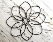 Deco ear wire earring findings - 33mm - dark antiqued brass - (8 earwires) almond shape, aged black oxidized patina