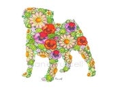 Garden Pug Art Print 8 x 10 Silhouette Art Nursery Art