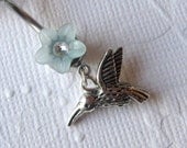 Hummingbird, Belly Button Ring,  Belly Button Jewelry, Navel Jewelry, Blue Flower Belly Ring
