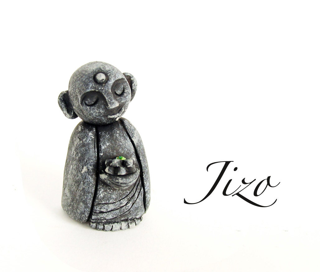 Handmade Miniature Jizo Votive Statue - Guardian of Children, Women, Travelers and All Voyagers by Bewilder and Pine