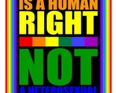MARRIAGE is a HUMAN RIGHT.  is a hand made gay themed greeting  card