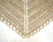 Shawl Triangular Knit Lace Triangle Prayer Shawl Wrap Ivory Beige Almond Cream Hand Knitted Spring Accessory