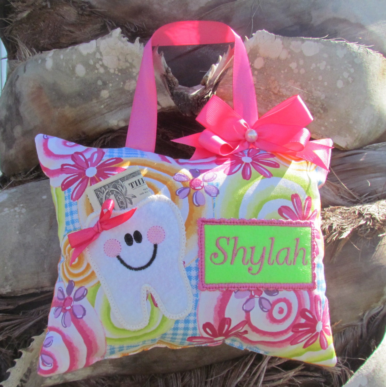 SWIRLS and FLOWERS Tooth Fairy Pillow