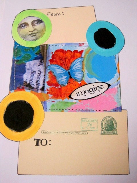 Mixed Media Art Adhesive Address Package LABELS Prints Collage IMAGINE