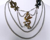 Steampunk Necklace: Neo-Victorian Metals Brass Pheonix necklace Now on Sale