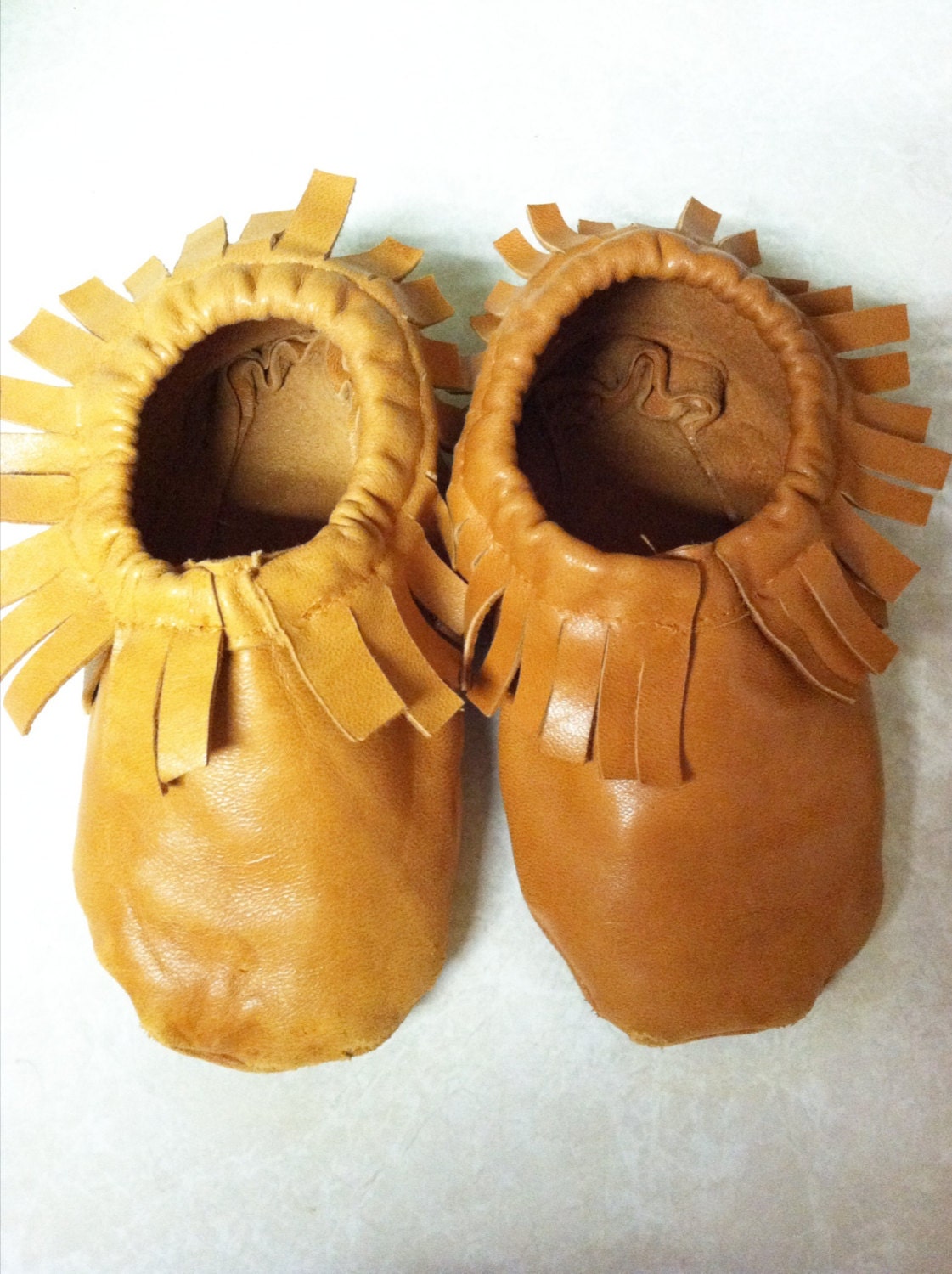 Brown Tribal Baby Moccasins soft-soled  leather shoes for babies and toddlers re-purposed