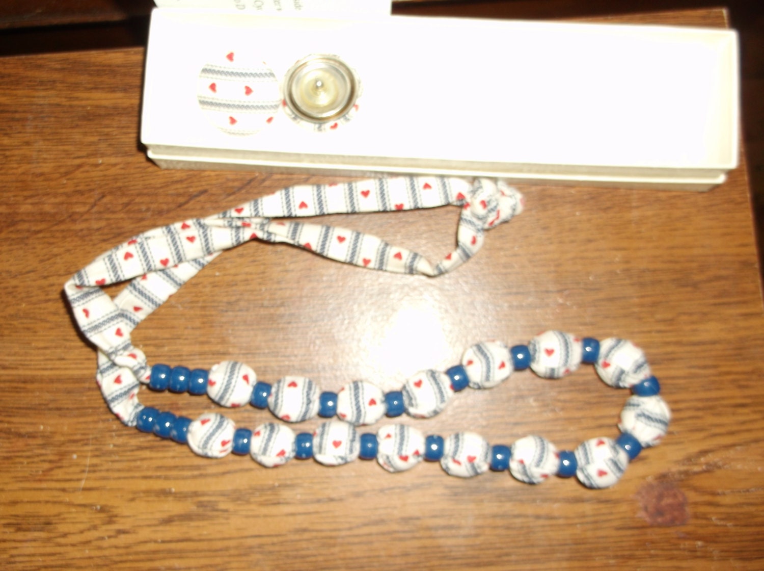 Red , White and Blue Necklace and Button Posts