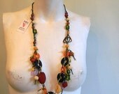 vintage. Indian Colorful Beaded Thread Long Necklace  // Never Worn Deadstock