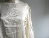 Memorial Day Weekend SALE vintage. 70s Silk Cream English Style Blouse /  M L