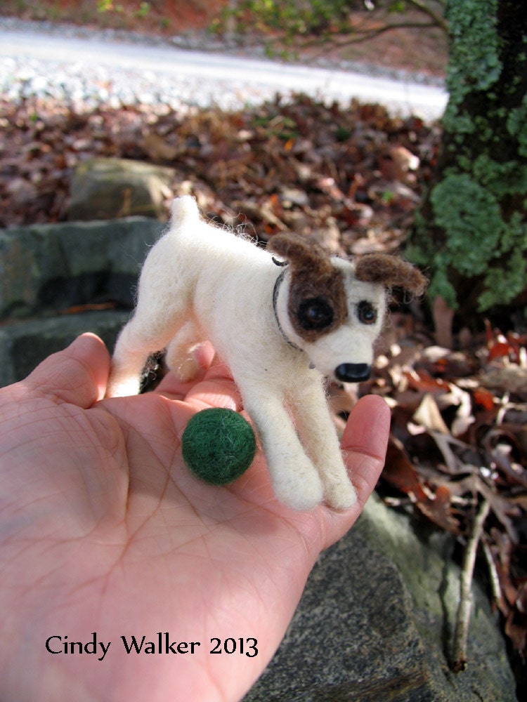 PFK - Needle Felted Jack Russell Terrier Dog OOAK by Cindy Walker