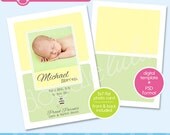 Digital Printable 5x7 Sweet Bee Yellow & Green Baby Photo Card Birth Announcement Template - Design from DOODLELULU by 2 june bugs Il_170x135