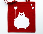 Cat tote bag, reusable shopping bag, cotton grocery accessory