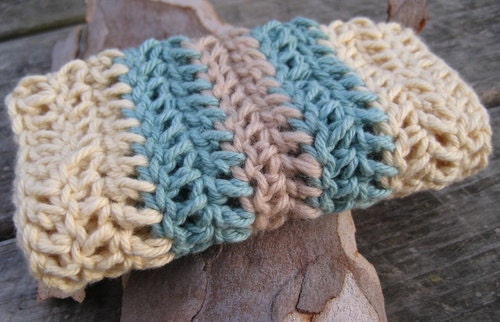 Crochet Wash Cloth Natural Earthy Hand Dyed Ocean Blue Bath and Beauty