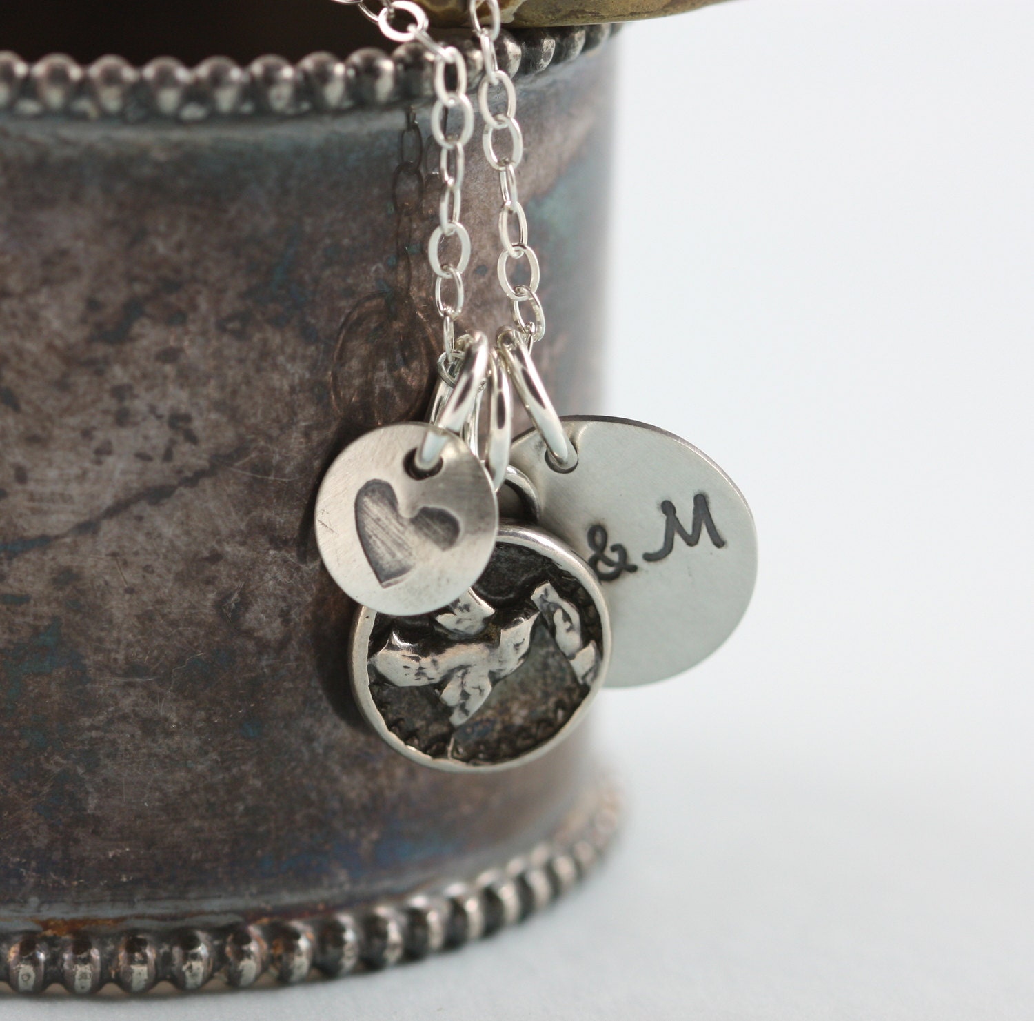 Initial Personalized Necklace Love Anniversary Wedding Sterling Silver Handmade