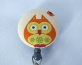 ID Badge Holder Retractable in Owl, Orange