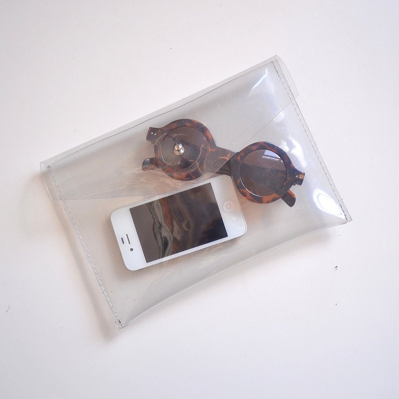 Clear Transparent plastic Sarah envelope clutch (Handmade to order)