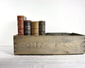 Vintage Wood Box / Primitive Wood Trug / Industrial Storage