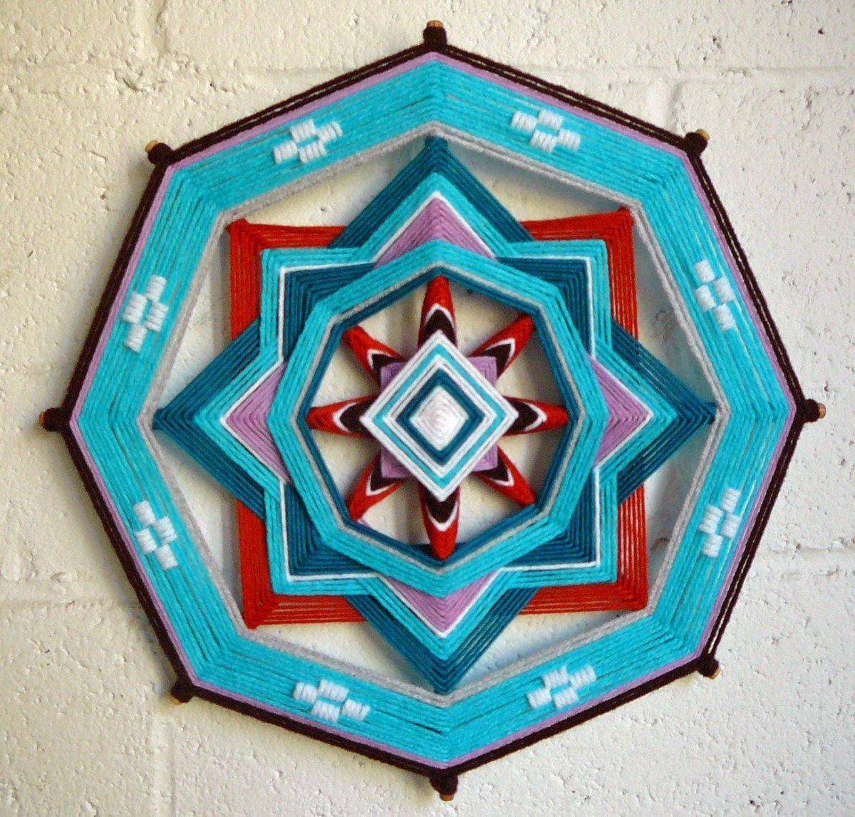 Bright Morning a 12 inch, 8-sided Ojo de Dios mandala
