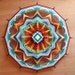 Red Rock Sun, a custom order 24 inch Ojo de Dios mandala