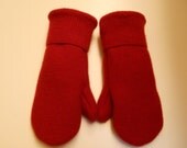 Totally Red felted wool mittens: warm, recycled wool lined with soft red fleece..  Ladies M