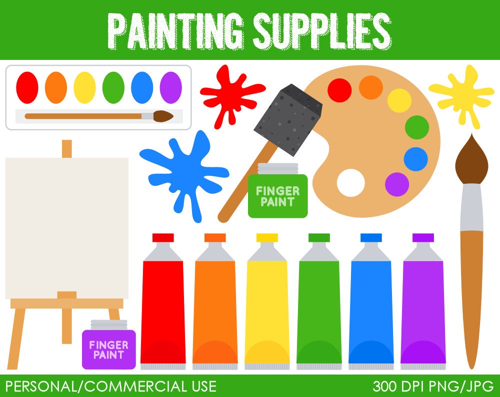 Painting Supplies Clip Art -  Digital Clip Art Graphics for Personal or Commercial Use