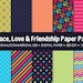 Peace, Love and Friendship Digital Printable Paper Pack - For Commercial or Personal Use