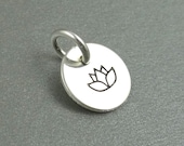 Lotus blossom charm, hand stamped jewelry,