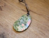 NEW - Natural Gemstone Pendant Nursing Necklace - Unakite