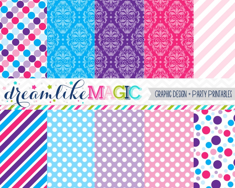 Abby Cadabby Inspired Pink Purples and Blues- Digital Paper Pack for Personal or Commercial Use Il_170x135