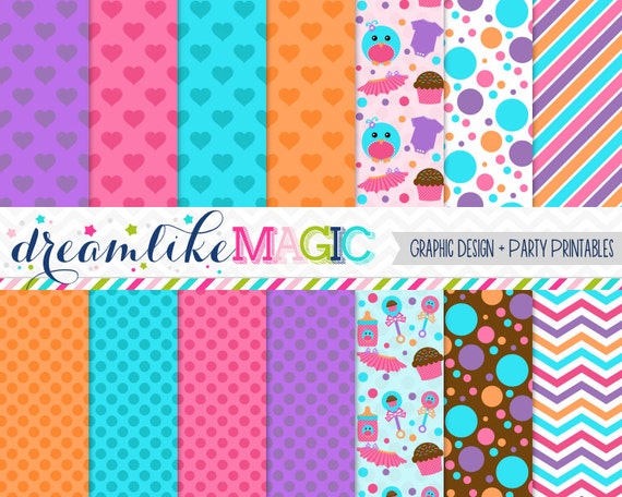Girly Tweet Baby Bunch- Digital Paper Pack for Personal or Commercial Use Il_570xn