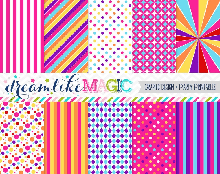 Sweet Circus Time- Digital Paper Pack for Personal or Commercial Use Il_570xn