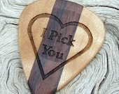 Premium Wood Guitar Pick - 2 Sided Design - Handmade with Bolivian Rosewood and Hard Maple