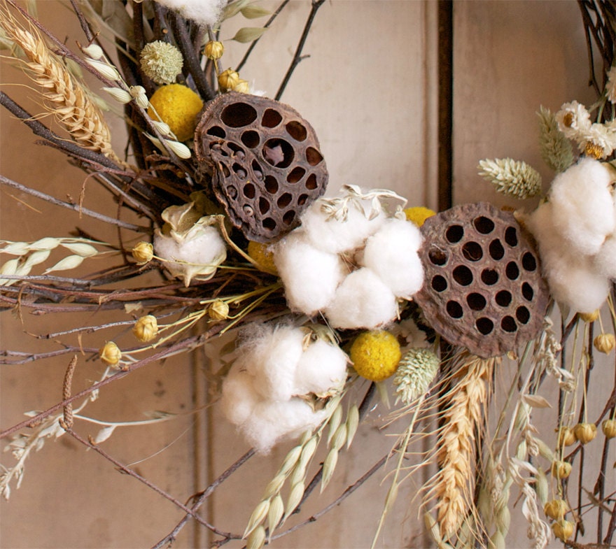 Cotton and Craspedia Wreath
