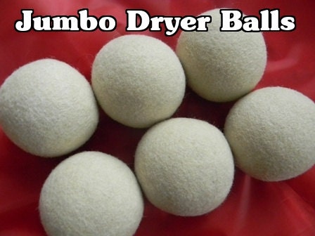 6 JUMBO Alpaca Wool Dryer Balls - Straight from the Farm - Felted All Natural Creamy White No Dyes - Six XL