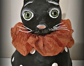 Black cat - OOAK art doll- papier mache- folk art- Halloween- candy container