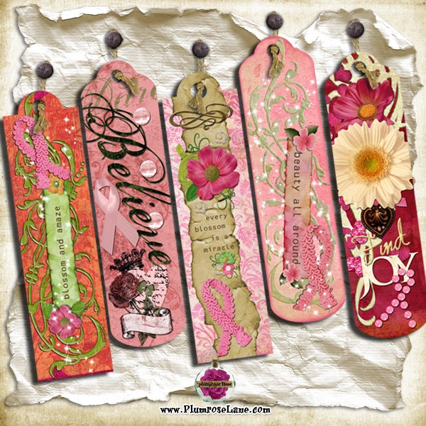 Whimsical Bookmark/Tags I - set of 5 - Instant Download