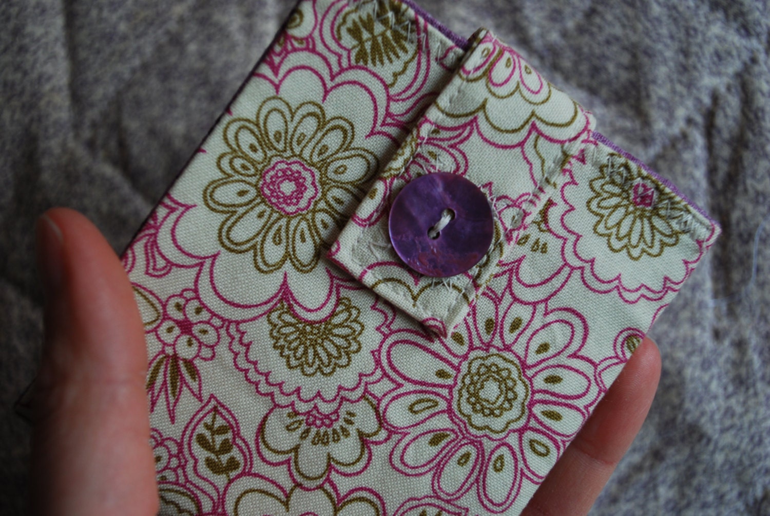 Women's wallet - cream, purple and avocado green - coin pocket