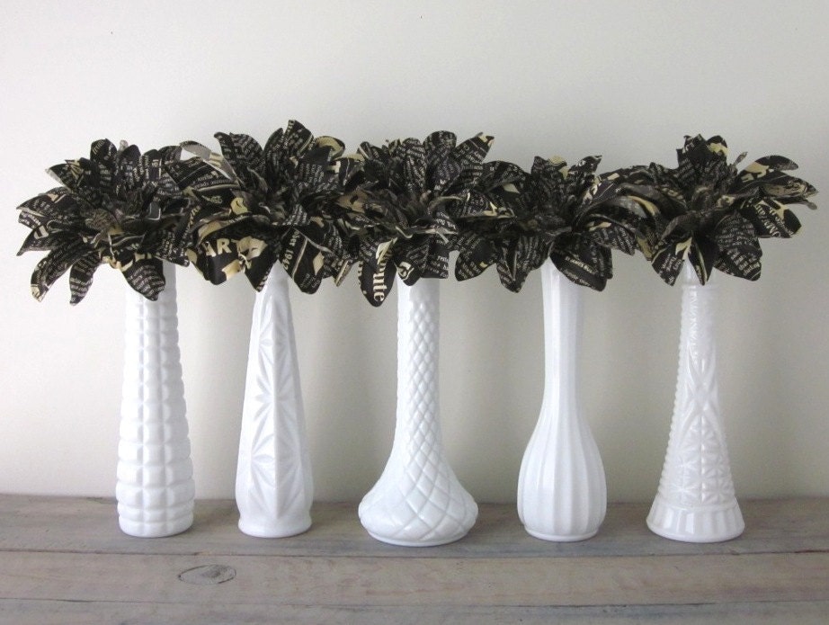Set of Five Milk Glass Vases - Instant Collection