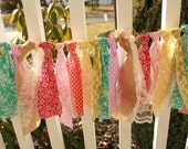 Burlap Lace and Color Rag Tie Bunting by Emily Ann's Kloset