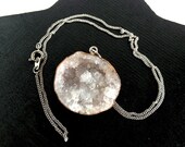 Clear Quartz Geode Rock Crystal Mineral Gemstone Necklace on 18" chain by Roots and Wings Designs
