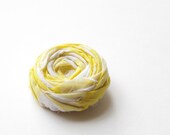 Brydferth Brooch Rosette Brooch Pin Yellow and White Vintage Gingham Cotton Flower Pin 1.75 inches